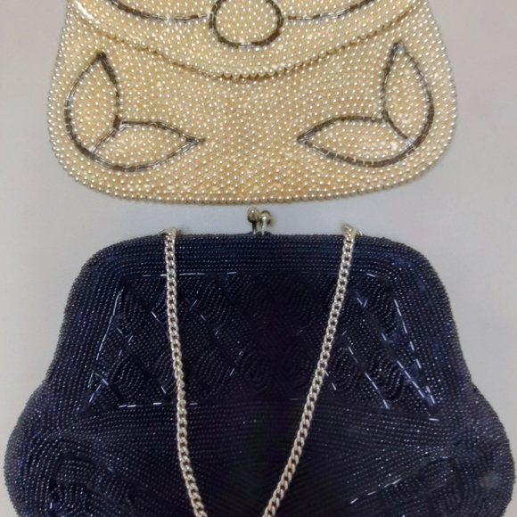Two Vintage Handmade Beaded Small Clutch Evening Bags Made In Japan - Picture 2 of 13